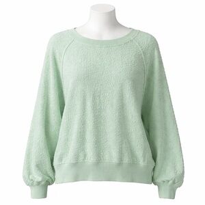 Size S Free People Found My Friend Bouclé Pullover Mint Green Sweatshirt